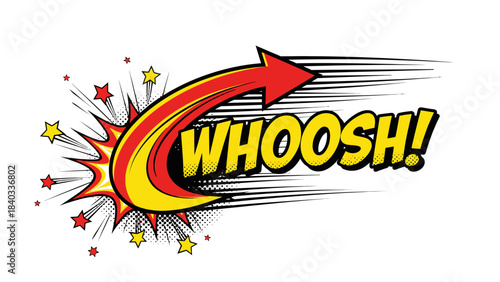 Dynamic Comic Graphic with Speed Arrow and Colorful Explosion effect