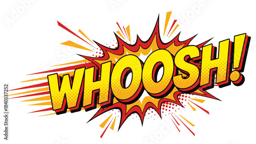 Comic explosion with the word WHOOSH in pop-art style illustration