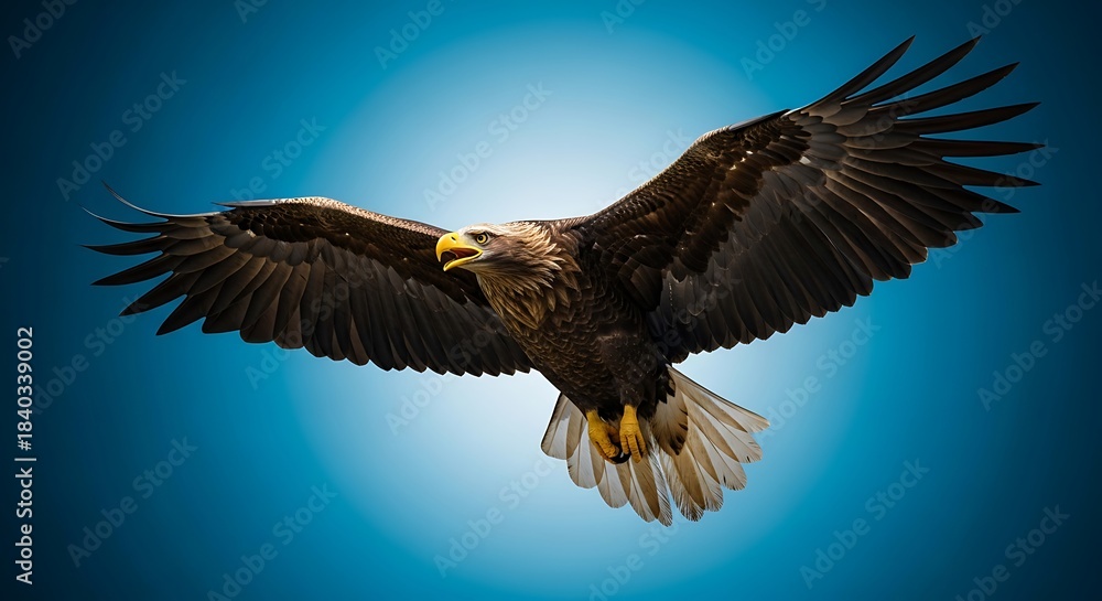 Obraz premium Majestic Eagle Soaring Through the Azure Sky.