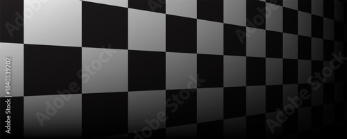 Chess perspective floor background. Black and white chessboard perspective floor texture. Checker board pattern surface. Fading away vanishing checkerboard background. Abstract vector