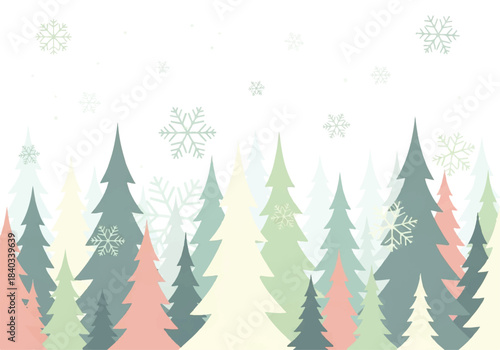 Soft Pastel Winter Forest with Snowfall