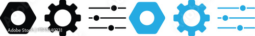 parameters and setting icons set vector on transparent background. Settings icon with gear and sliders for configuration and control panel
