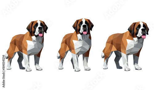 Geometric boxer dogs in triangular art style