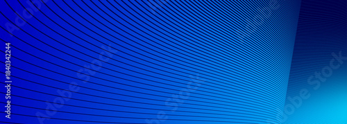 Blue lines in 3D perspective vector abstract background, dynamic linear minimal design, wave lied pattern in dimensional and movement.
