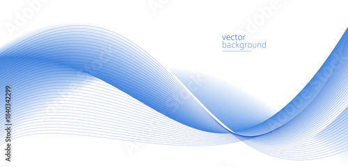 Smooth flow of wavy shape with gradient vector abstract background, light blue design curve line energy motion, relaxing music sound or technology.
