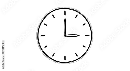 Clock Face Showing Three OClock Time Illustration.