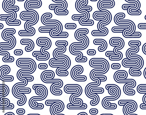 Curvy shape lines seamless pattern, vector abstract background with doodle geometric curves like melting and flowing shapes, squiggle linear endless wallpaper.