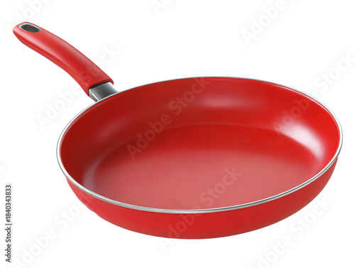 Red nonstick frying pan kitchen cooking utensil