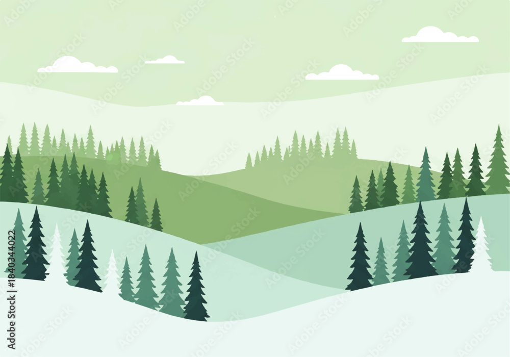Fototapeta premium Forest Edge Winter Scene with Soft Snow Layers and Gentle Morning Light