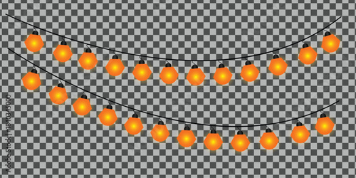 Warm Yellow Festoon String Lights Illustration.