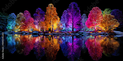 Reflections of Enchanted Light: Forest Dreamscape, ai generated.