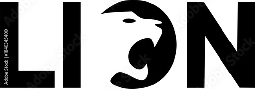 Minimalist Conceptual Wordmark Logos Forming Lion Silhouettes in Black Vector