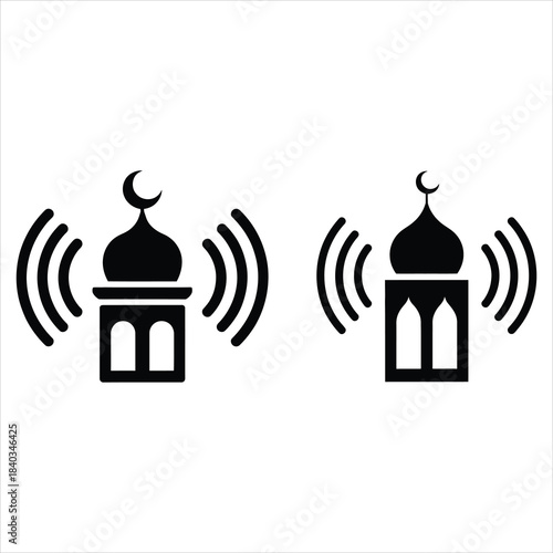 Mosque Icon with Wi- Fi Signal Symbols islam religion