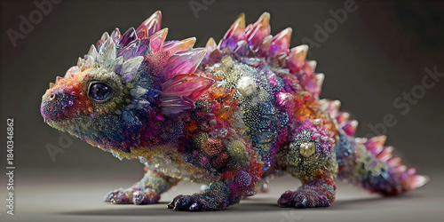 Crystal Hatchling: Gem-Scaled Fantasy Beast, ai generated