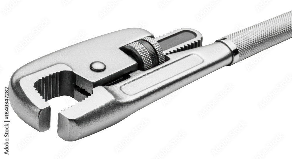 Obraz premium Silver adjustable pipe wrench with textured handle