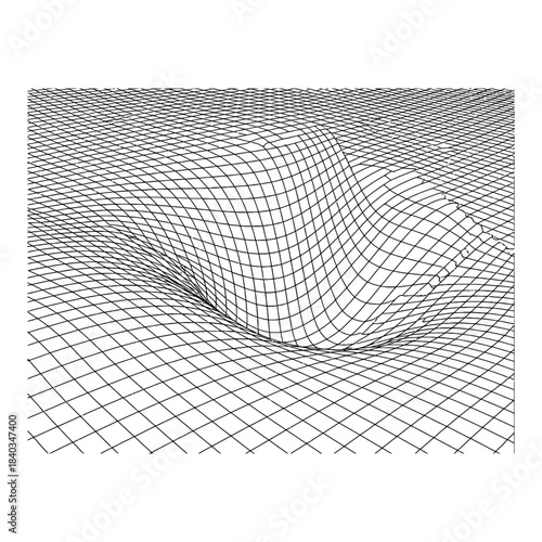 Wireframe Grid Depicting a Gravitational Distortion