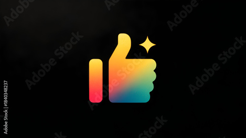 Vibrant thumbs up icon with sparkling highlight against a deep symbolizing approval and positive feedback