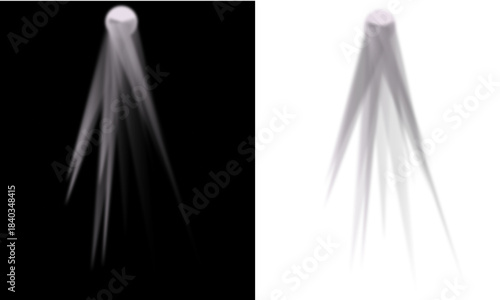 White Spotlight Light Beams Isolated on Black and White Background