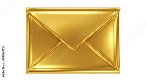 Golden envelope isolated on transparent background