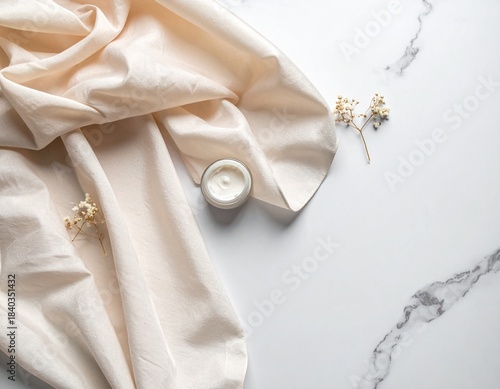  satin fabric on marble floor