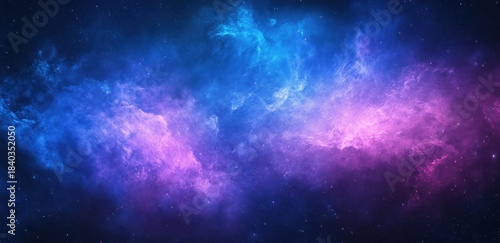Dreamy, ethereal nebula in deep space of purple and blue, stars scattered about
