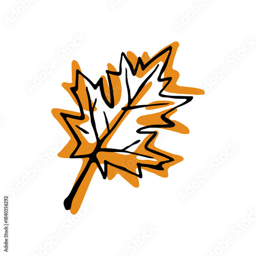 Hand-drawn maple leaf icon in a minimal ink-and-wash style, designed for autumn branding, packaging, social media visuals, editorial layouts, and modern lifestyle projects.