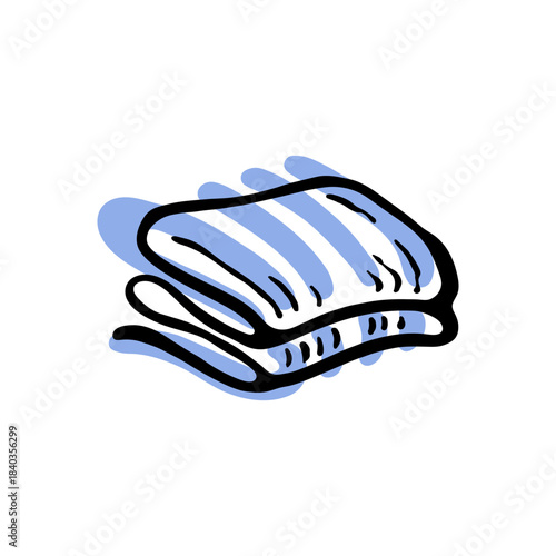 Hand-drawn cozy blanket icon in a minimal ink-and-color style, created for branding, packaging, editorial layouts, cozy scenes and modern graphic design.