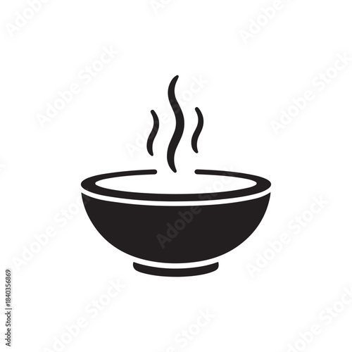 Steaming Bowl Silhouette: A simple yet elegant illustration of a steaming bowl, conveying warmth and comfort through the visual cue of rising vapor. 