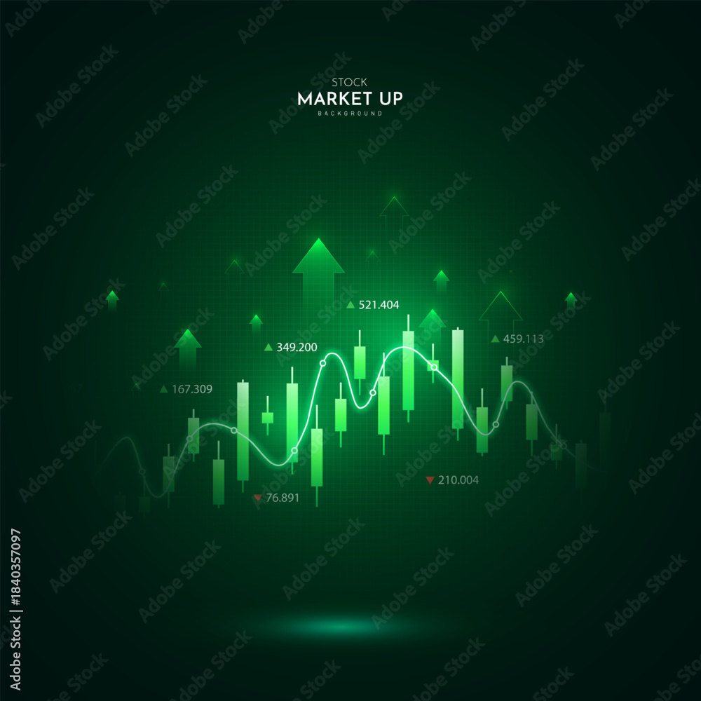 Obraz premium Business candle stick graph chart of stock market investment trading, Bullish point, Bearish point. trend of graph vector design. Stock growth graph background, financial technology.