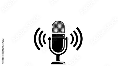 Classic vintage retro radio microphone icon vector isolated on white background for music broadcast and studio sound record