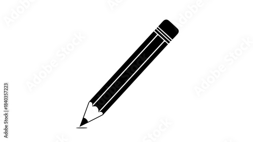 A sharp black wood pencil with an eraser is a classic object for school or business writing and drawing