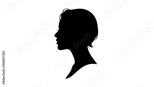 Black vector silhouette of a woman's profile face and hairstyle, perfect for a fashion or beauty icon design