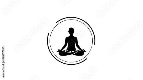 Vector illustration of a woman silhouette in a lotus pose, symbolizing yoga, meditation, and spiritual balance