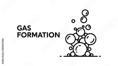 Gas Formation and Bubble Generation Reaction Icon (Outline). Chemical Process and Effervescence Concept.