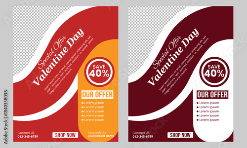 Valentine's Day Sale Flyer or Poster Template Design