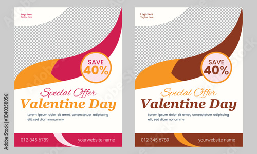 Valentine's Day Sale Flyer or Poster Template Design