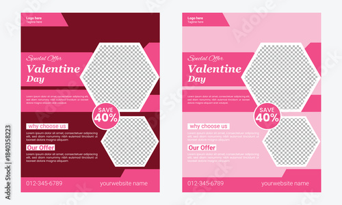 Valentine's Day Sale Flyer or Poster Template Design