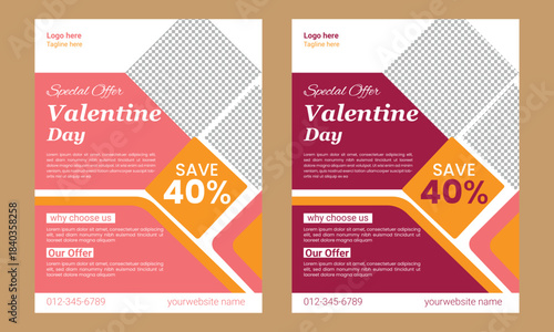 Valentine's Day Sale Flyer or Poster Template Design