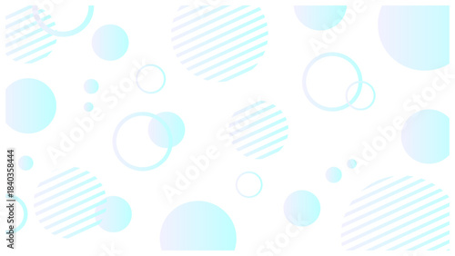 ポップな円のメンフィス背景 淡い水色グラデーション	
