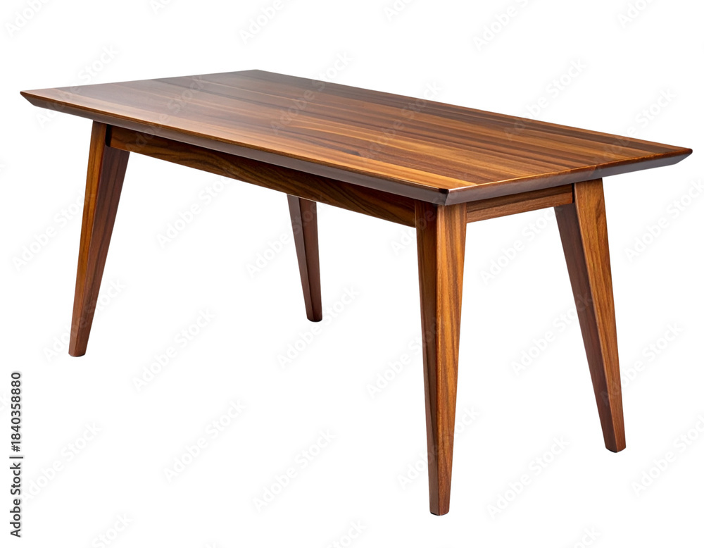 Fototapeta premium midcentury modern wood dining table isolated on transparent background