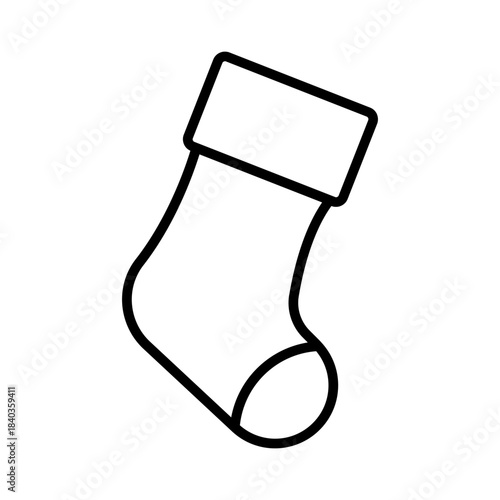 Single Christmas sock icon, holiday and gifts, Christmas sock vector icon set, vector graphics, editable stroke line sign, eps 10.