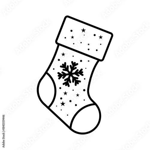Single Christmas sock icon, holiday and gifts, Christmas sock vector icon set, vector graphics, editable stroke line sign, eps 10.