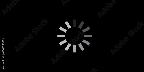 Abstract loading animation, circular progress bar, grayscale on black background. Perfect for website or app UI.