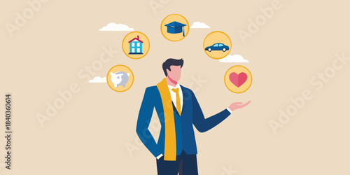 Balancing life s priorities a man juggling education home car love and finance