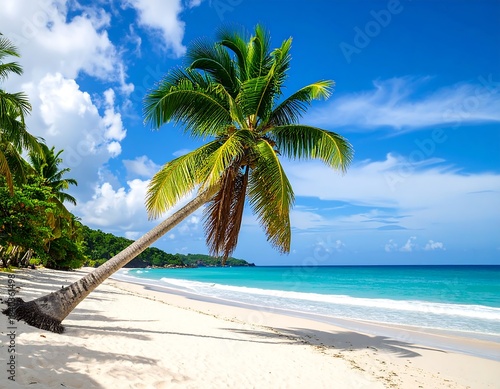 Tropical beach with palm tree