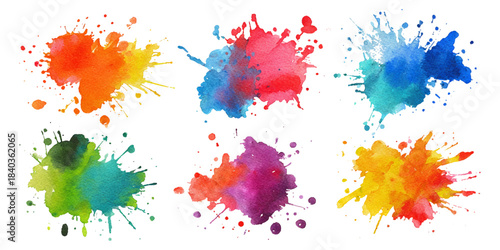Colorful watercolor background bundle set with vibrant abstract paint texture. premium colorful watercolor background set featuring bright artistic splatter effect.