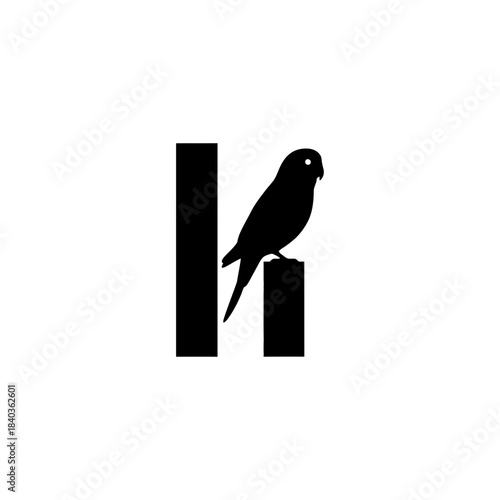 Budgie silhouette on binary opposite blocks vector illustration