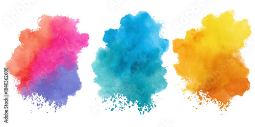 Colorful watercolor background bundle set with vibrant abstract paint texture. premium colorful watercolor background set featuring bright artistic splatter effect.