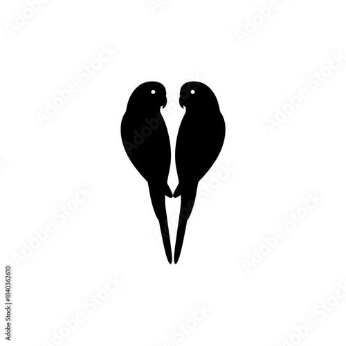 Budgie silhouette mirror symmetry double profile vector illustration