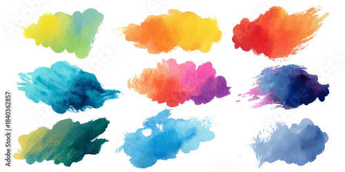 Colorful watercolor background bundle set with vibrant abstract paint texture. premium colorful watercolor background set featuring bright artistic splatter effect.